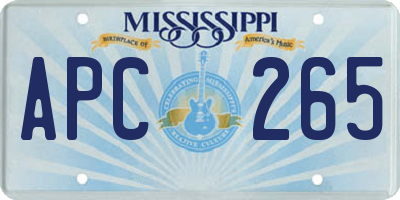 MS license plate APC265