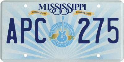 MS license plate APC275