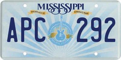 MS license plate APC292