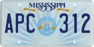 MS license plate APC312