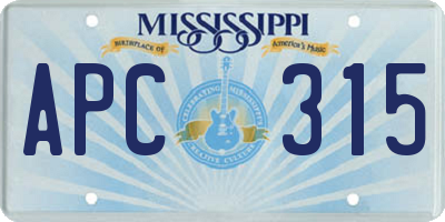 MS license plate APC315