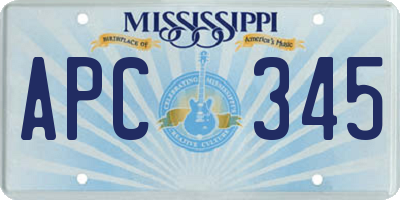 MS license plate APC345
