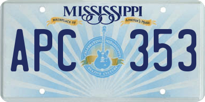 MS license plate APC353