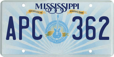 MS license plate APC362
