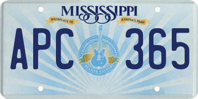 MS license plate APC365