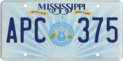 MS license plate APC375