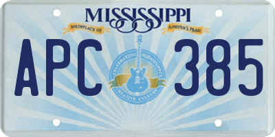 MS license plate APC385
