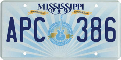 MS license plate APC386