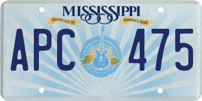 MS license plate APC475