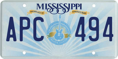 MS license plate APC494