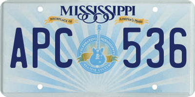 MS license plate APC536
