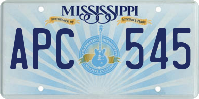 MS license plate APC545