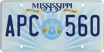MS license plate APC560