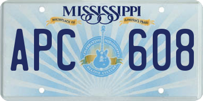 MS license plate APC608