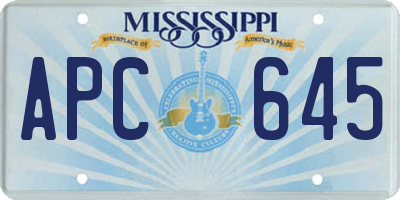 MS license plate APC645