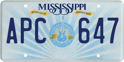 MS license plate APC647