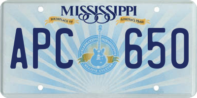 MS license plate APC650