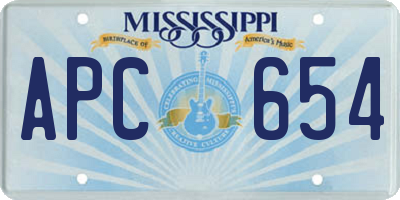 MS license plate APC654
