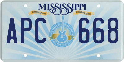 MS license plate APC668
