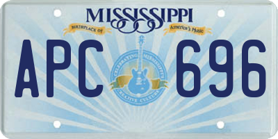 MS license plate APC696