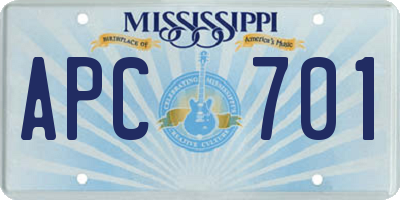 MS license plate APC701