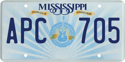 MS license plate APC705