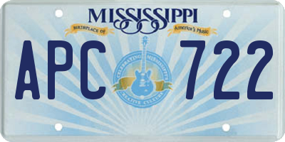 MS license plate APC722