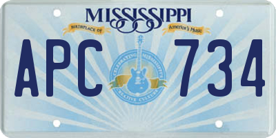 MS license plate APC734