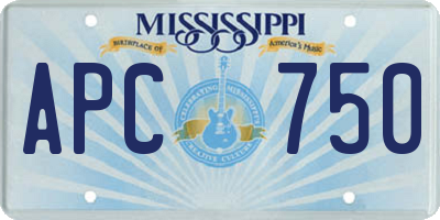 MS license plate APC750