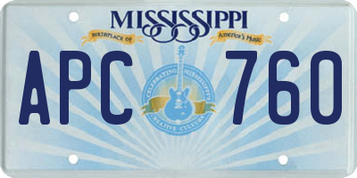 MS license plate APC760