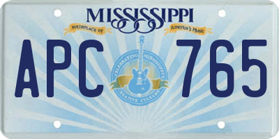 MS license plate APC765