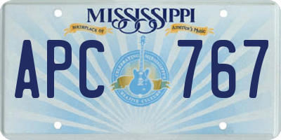 MS license plate APC767