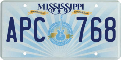 MS license plate APC768