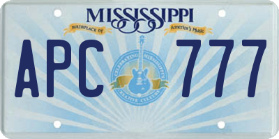 MS license plate APC777
