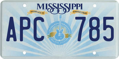 MS license plate APC785