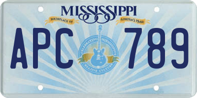 MS license plate APC789