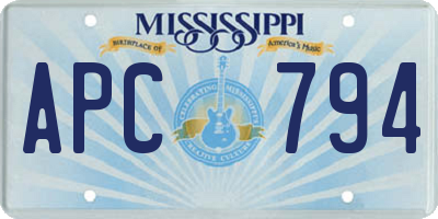 MS license plate APC794