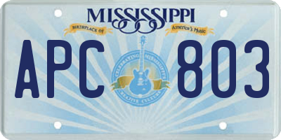 MS license plate APC803