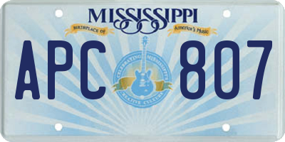 MS license plate APC807