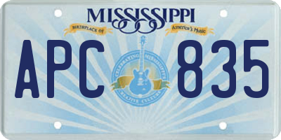 MS license plate APC835