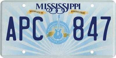 MS license plate APC847