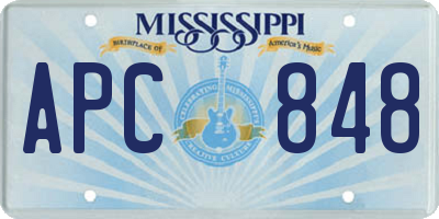 MS license plate APC848