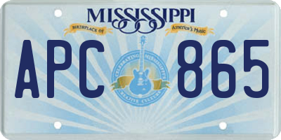 MS license plate APC865