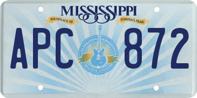 MS license plate APC872