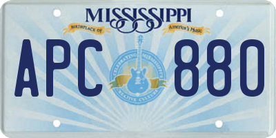 MS license plate APC880