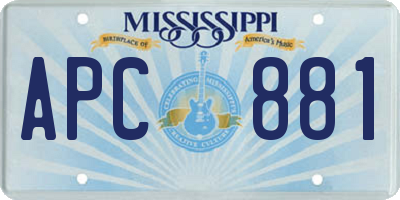 MS license plate APC881