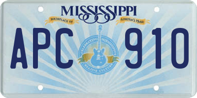 MS license plate APC910