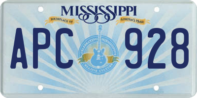 MS license plate APC928