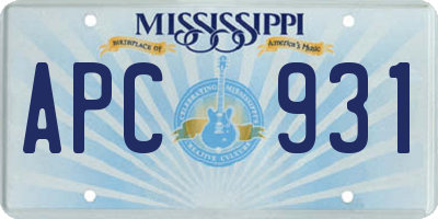 MS license plate APC931