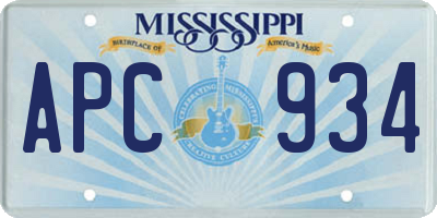 MS license plate APC934